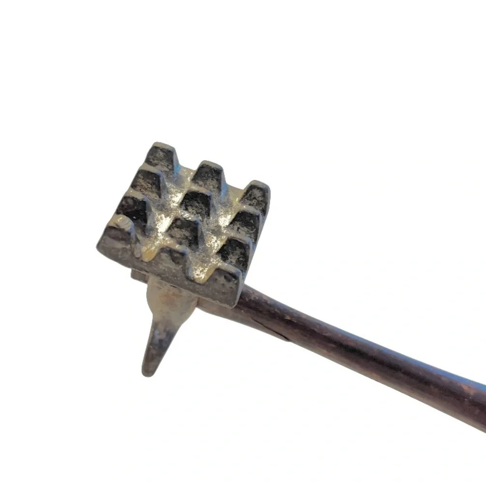 Vintage Meat Tenderizer Ice Bone Breaker Cast Iron Wood Handle Farmhouse Kitchen